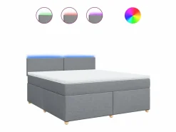 Clicnbuy Cama box spring con colchón tela claro 180x200 cm