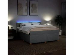 Clicnbuy Cama box spring con colchón tela claro 180x200 cm