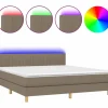 New Clicnbuy Cama box spring con colchón LED tela gris taupe 180x200 cm
