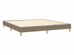 New Clicnbuy Cama box spring con colchón LED tela gris taupe 180x200 cm