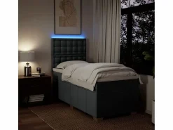Discount Cama box spring con colchón tela oscuro 90x190 cm Somier - 90X190Cm