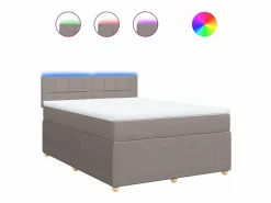 Clicnbuy Cama box spring con colchón tela gris taupe 140x200 cm