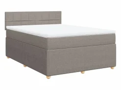 Clicnbuy Cama box spring con colchón tela gris taupe 140x200 cm