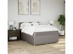 Clicnbuy Cama box spring con colchón tela gris taupe 140x200 cm