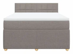 Clicnbuy Cama box spring con colchón tela gris taupe 140x200 cm