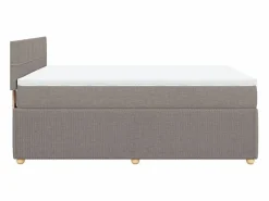 Clicnbuy Cama box spring con colchón tela gris taupe 140x200 cm