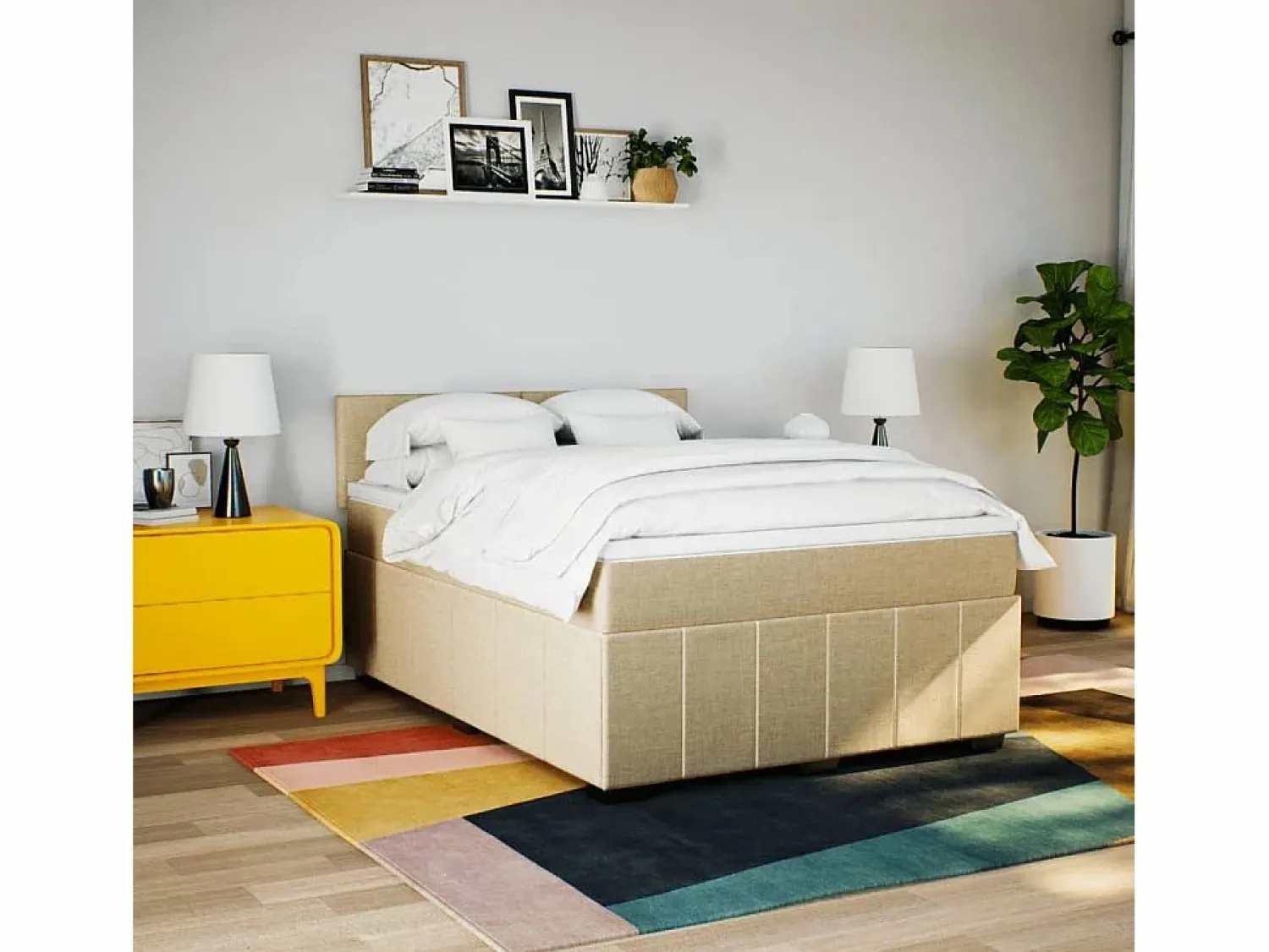 Cama box spring con colchón tela color 160x200 cm Somier - 160X200Cm