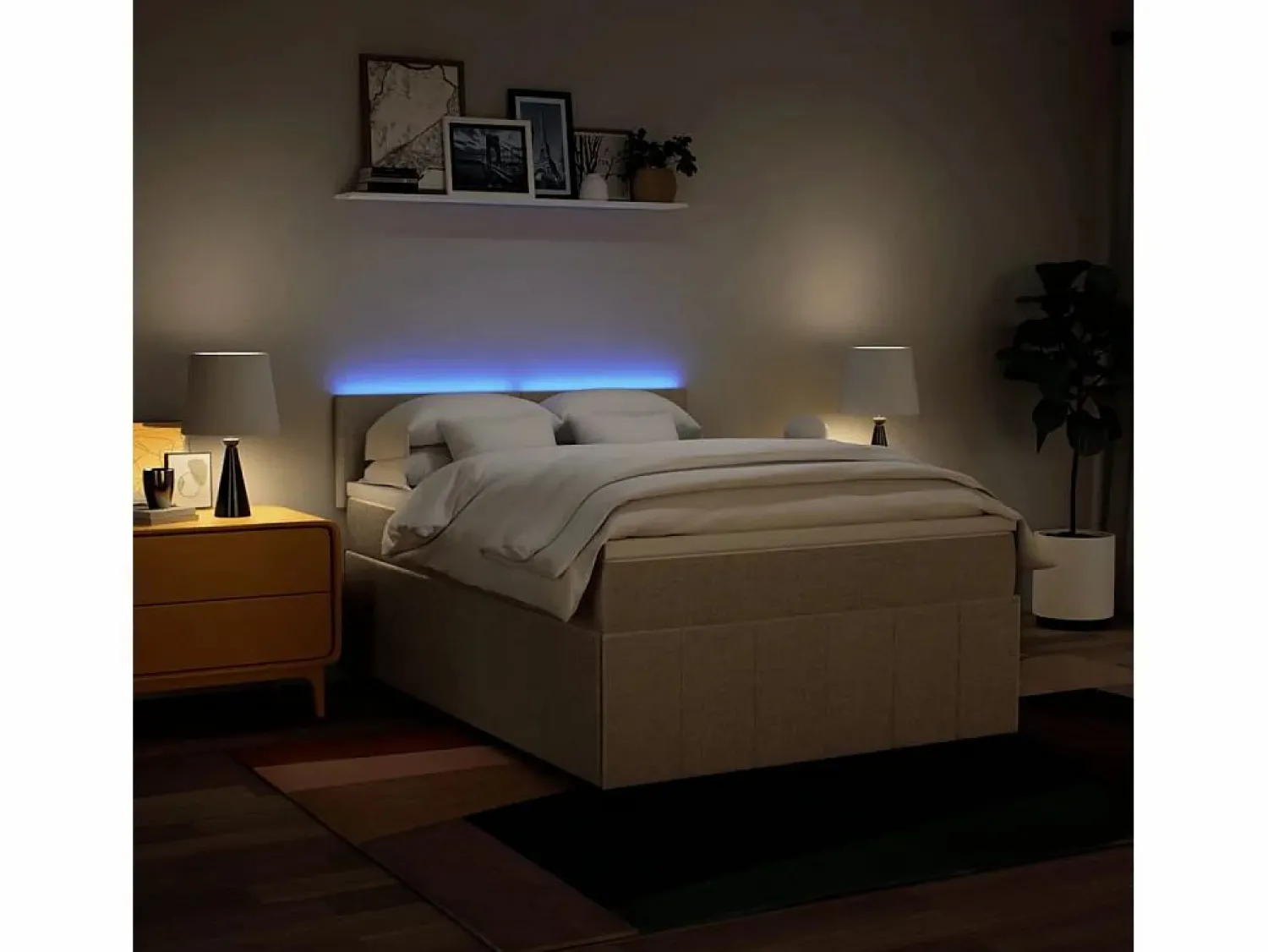 Cama box spring con colchón tela color 160x200 cm Somier - 160X200Cm