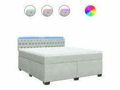 Outlet Clicnbuy Cama box spring con colchón terciopelo claro 180x200 cm Gris