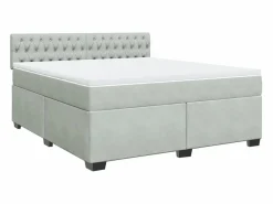 Outlet Clicnbuy Cama box spring con colchón terciopelo claro 180x200 cm Gris