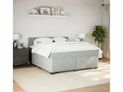 Outlet Clicnbuy Cama box spring con colchón terciopelo claro 180x200 cm Gris