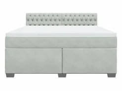 Outlet Clicnbuy Cama box spring con colchón terciopelo claro 180x200 cm Gris