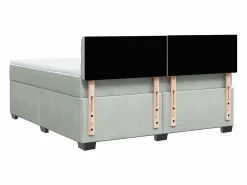 Outlet Clicnbuy Cama box spring con colchón terciopelo claro 180x200 cm Gris