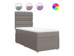 Clicnbuy Cama box spring con colchón tela gris taupe 90x190 cm