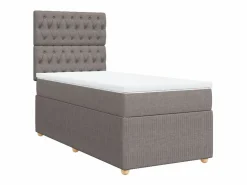 Clicnbuy Cama box spring con colchón tela gris taupe 90x190 cm