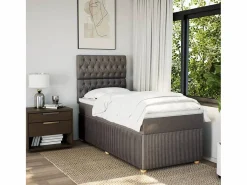 Clicnbuy Cama box spring con colchón tela gris taupe 90x190 cm