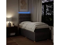 Clicnbuy Cama box spring con colchón tela gris taupe 90x190 cm