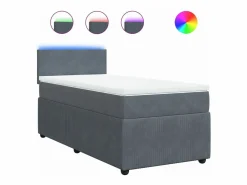 Clicnbuy Cama box spring con colchón terciopelo oscuro 90x190 cm