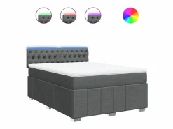 Discount Clicnbuy Cama box spring con colchón tela oscuro 160x200 cm Gris