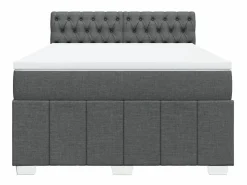Discount Clicnbuy Cama box spring con colchón tela oscuro 160x200 cm Gris
