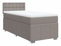 Clicnbuy Cama box spring con colchón tela gris taupe 90x190 cm