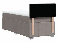 Clicnbuy Cama box spring con colchón tela gris taupe 90x190 cm