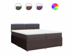 Discount Cama box spring con colchón tela marrón oscuro 200x200 cm Base De Cama De Láminas