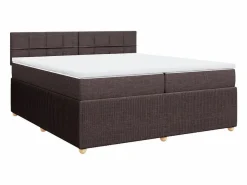 Discount Cama box spring con colchón tela marrón oscuro 200x200 cm Base De Cama De Láminas