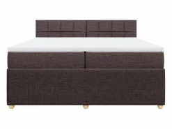 Discount Cama box spring con colchón tela marrón oscuro 200x200 cm Base De Cama De Láminas