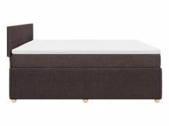 Discount Cama box spring con colchón tela marrón oscuro 200x200 cm Base De Cama De Láminas