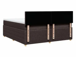 Discount Cama box spring con colchón tela marrón oscuro 200x200 cm Base De Cama De Láminas