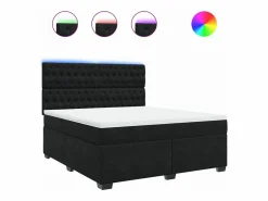 Online Clicnbuy Cama box spring con colchón terciopelo 180x200 cm Negro
