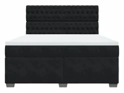 Online Clicnbuy Cama box spring con colchón terciopelo 180x200 cm Negro