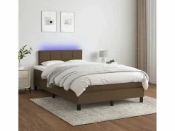 Cama box spring con colchón y LED tela marrón oscuro 120x190 cm Somier Tapizado