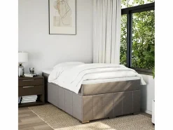 Outlet Clicnbuy Cama box spring con colchón tela gris taupe 120x190 cm Topo