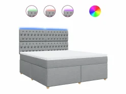 Clicnbuy Cama box spring con colchón tela claro 180x200 cm Gris