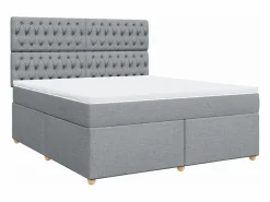 Clicnbuy Cama box spring con colchón tela claro 180x200 cm Gris