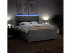 Clicnbuy Cama box spring con colchón tela claro 180x200 cm Gris
