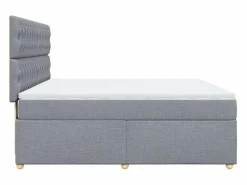 Clicnbuy Cama box spring con colchón tela claro 180x200 cm Gris