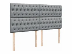 Clicnbuy Cama box spring con colchón tela claro 180x200 cm Gris