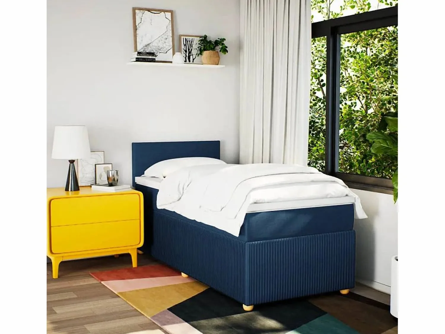 Clicnbuy Cama box spring con colchón tela 90x190 cm