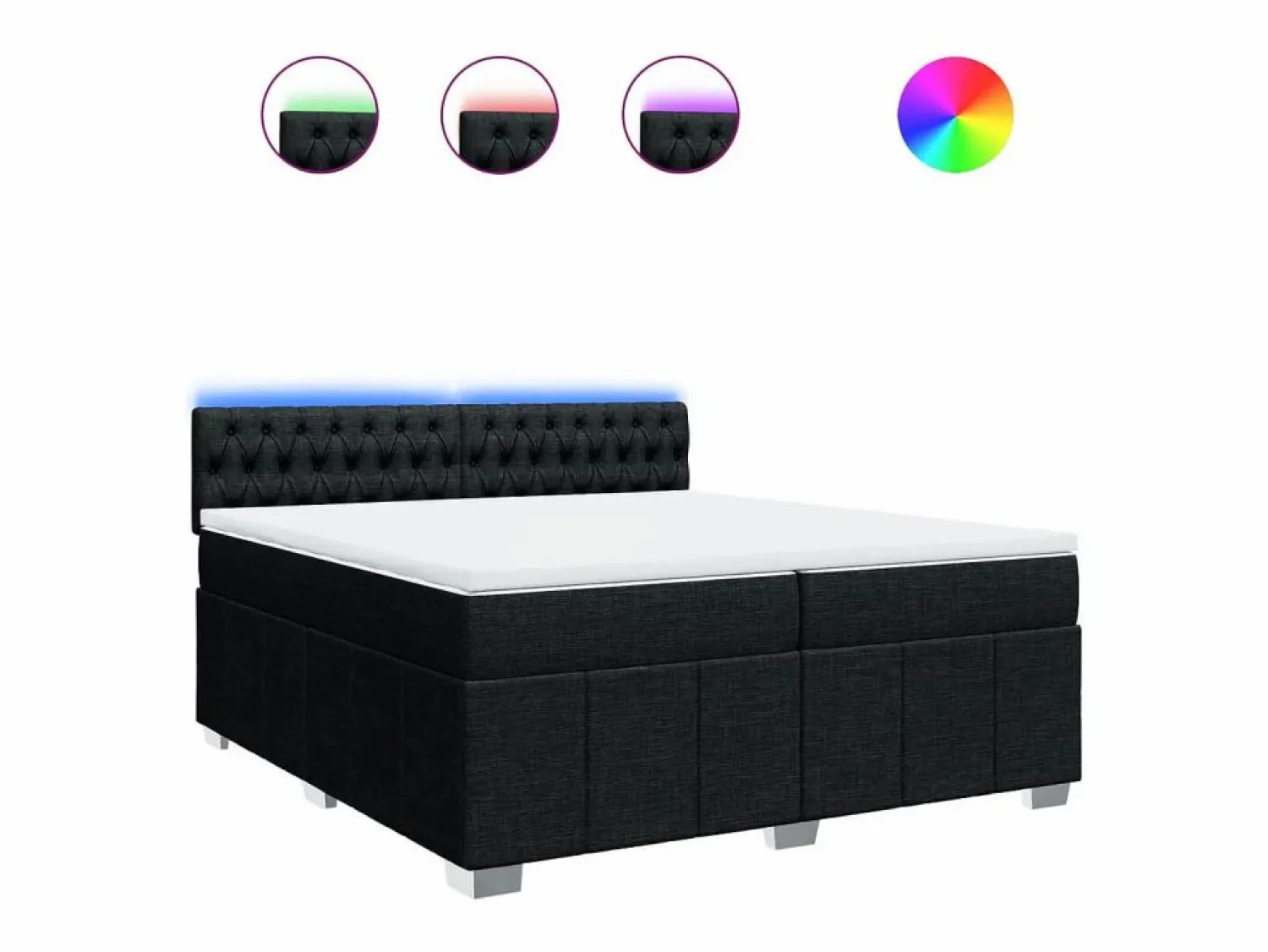New Clicnbuy Cama box spring con colchón tela 200x200 cm Negro
