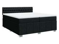 New Clicnbuy Cama box spring con colchón tela 200x200 cm Negro
