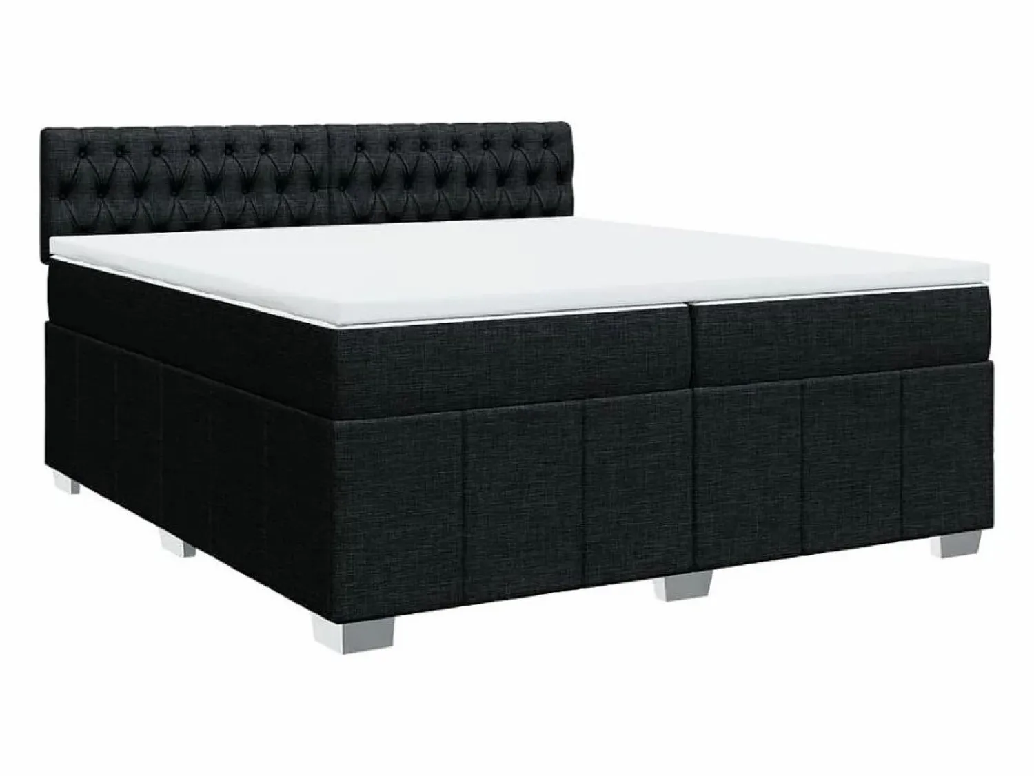 New Clicnbuy Cama box spring con colchón tela 200x200 cm Negro