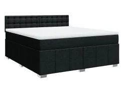 Outlet Clicnbuy Cama box spring con colchón tela 180x200 cm Negro