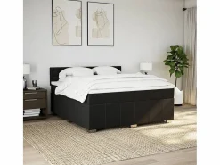 Outlet Clicnbuy Cama box spring con colchón tela 180x200 cm Negro