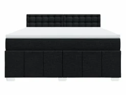 Outlet Clicnbuy Cama box spring con colchón tela 180x200 cm Negro