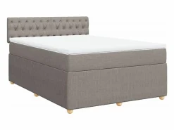 Clicnbuy Cama box spring con colchón tela gris taupe 140x200 cm