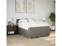Clicnbuy Cama box spring con colchón tela gris taupe 140x200 cm