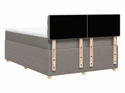 Clicnbuy Cama box spring con colchón tela gris taupe 140x200 cm